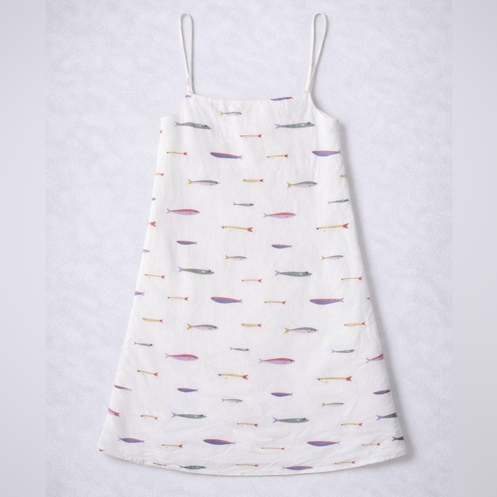STAUD Laura Linen Colorful Fish Print Mini Dress XS - Picture 3 of 5